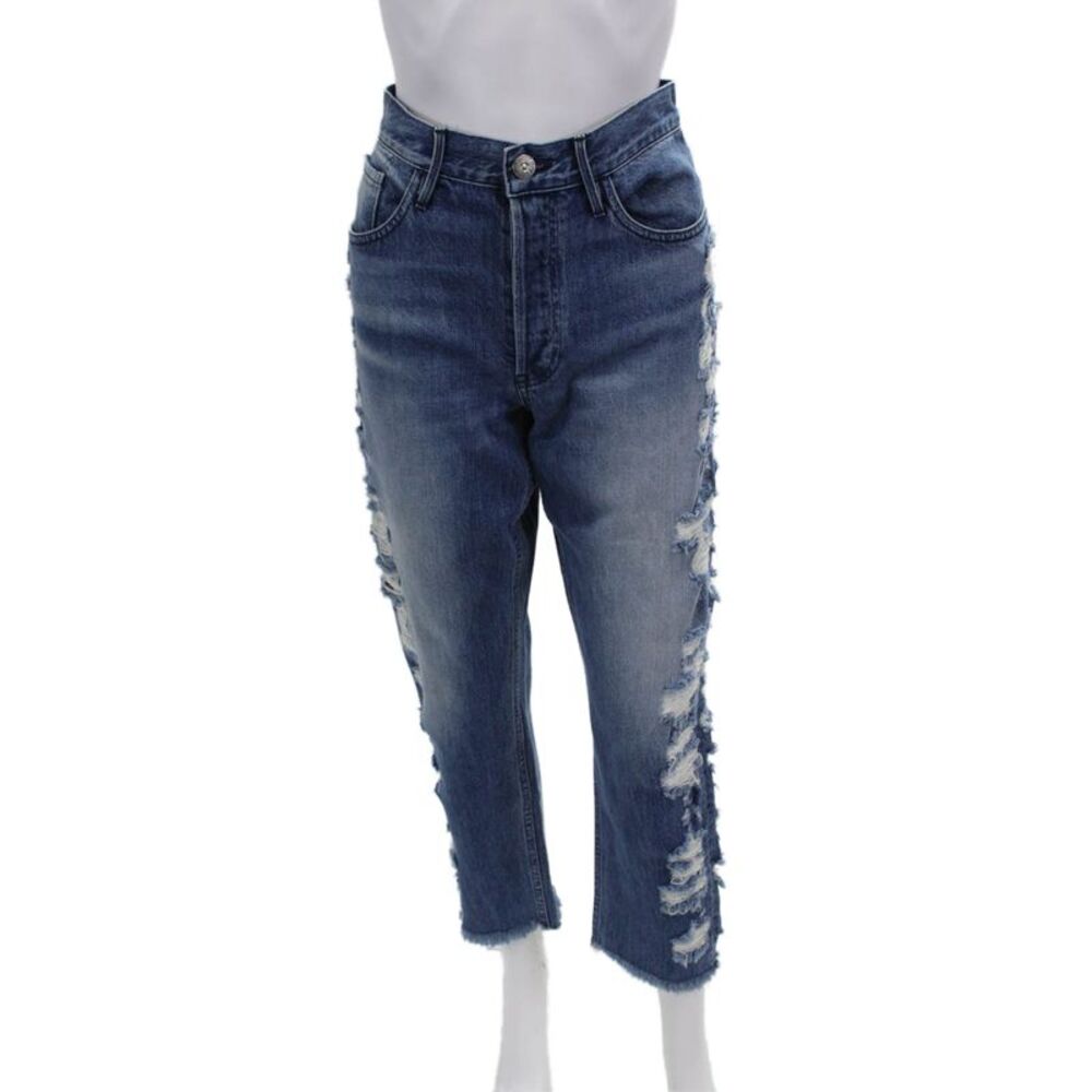 3x1 NYC Women's High Waist Distress Five Pocket Button Fly Denim Pants Size 27